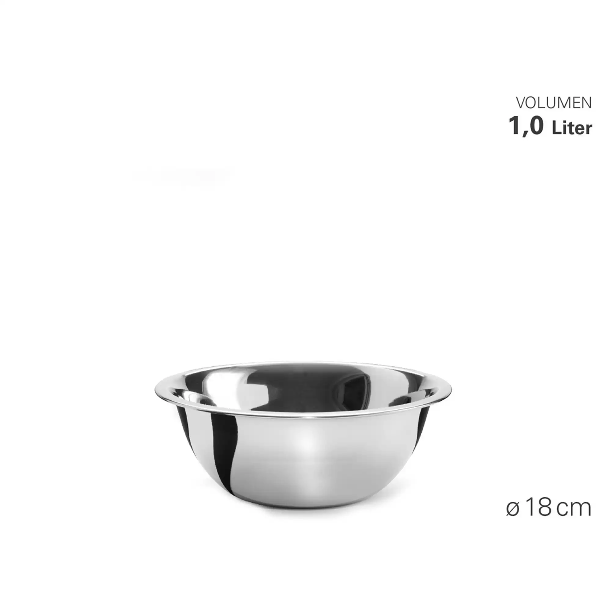 Küchenschüssel Edelstahl 18 cm 1 Liter
