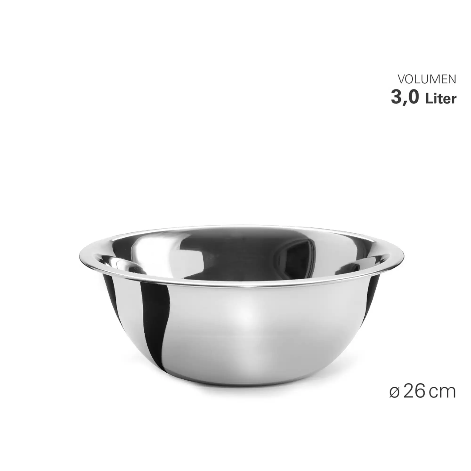 Küchenschüssel Edelstahl 26 cm 3 Liter